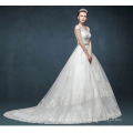 Vintage Retro Bag Shoulder V Neck and Cap Sleeves Princess Wedding Dress